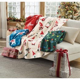 Holiday Novelty Fleece Throw, , large