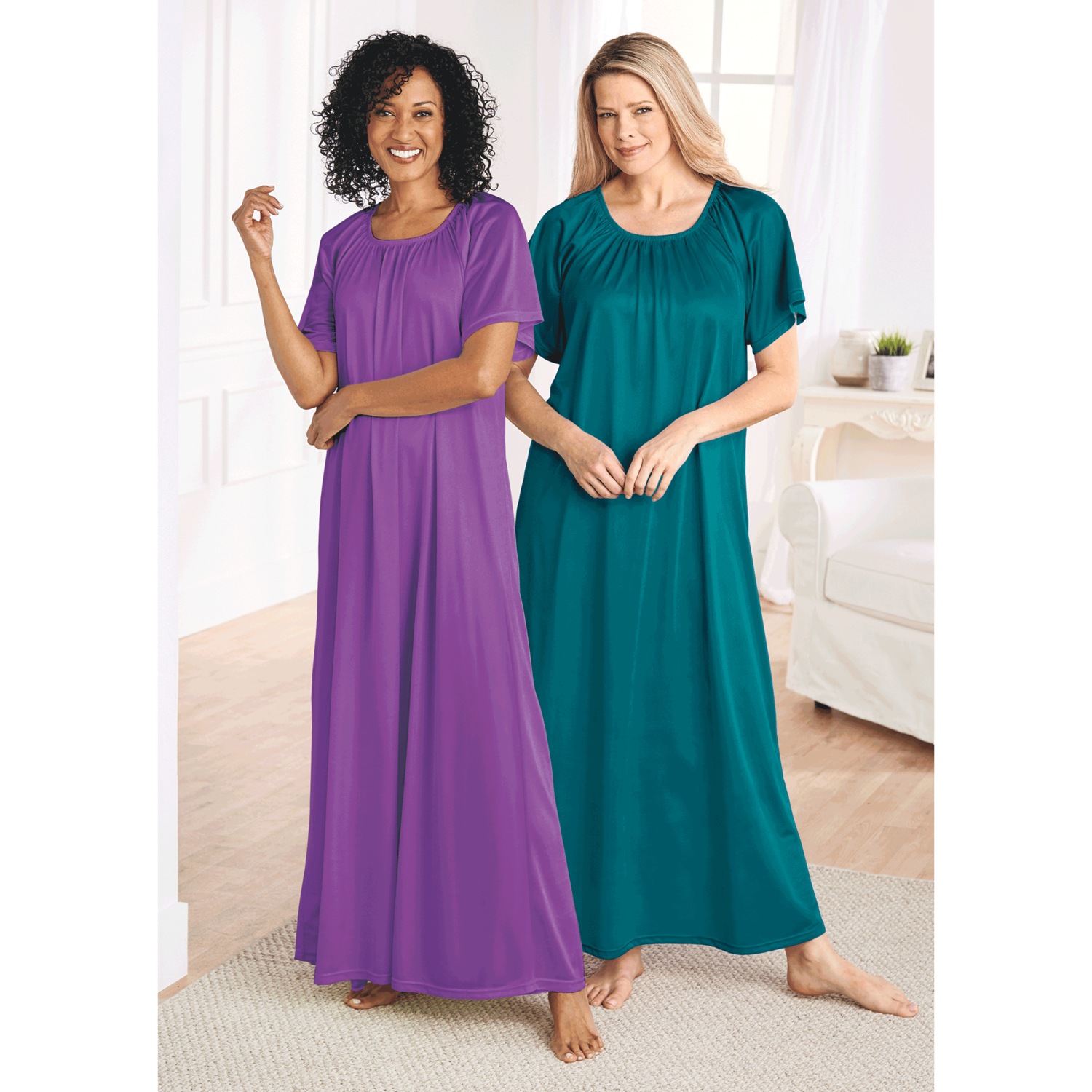 2Pack Long Tricot Nightgowns Amerimark
