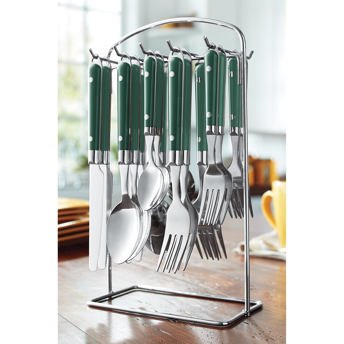 20-Piece Hanging Flatware Set, Evergreen, large