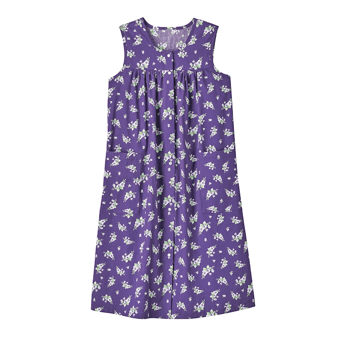 Sleeveless Woven Cotton Shift Dress with Pockets, , large