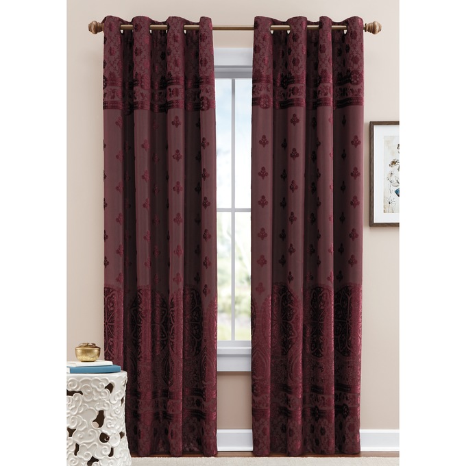 Elidah Velvet Medallion Burnout Grommet Panel, , large
