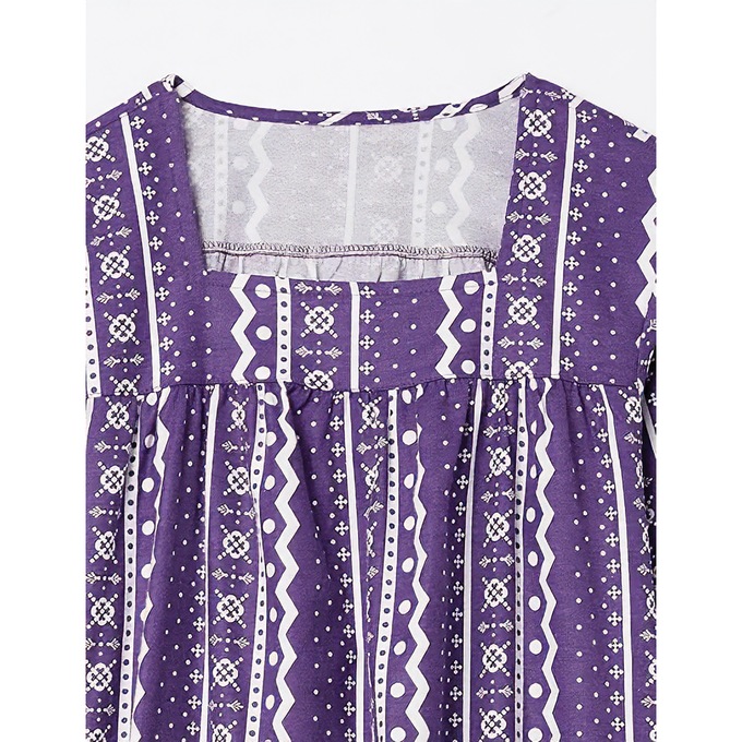 Square-Neck Flannel Nightgown, Violet, large