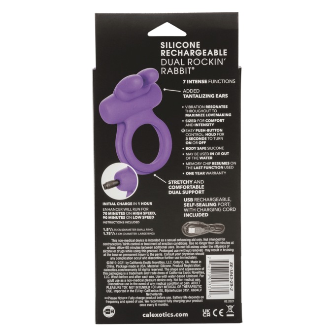 Silicone Rechargeable Dual Rockin' Rabbit Enhancer, , large