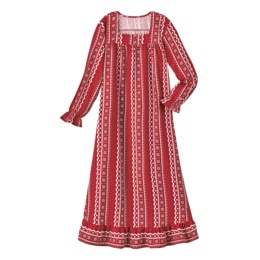 Square-Neck Flannel Nightgown, , large