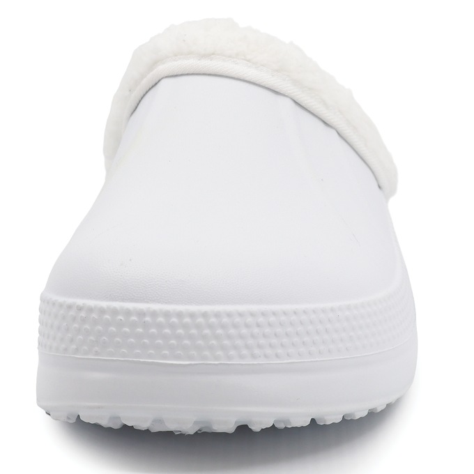 Women's Fleece-Lined Clog, White, large