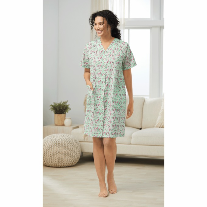 Floral Snap-Front Duster, , large