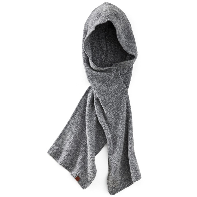 Women's Hooded Scarf, Charcoal Gray, large