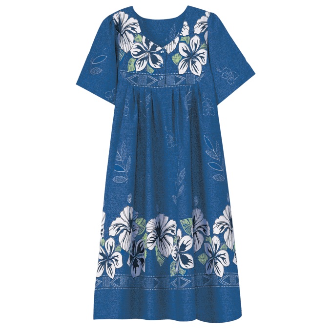 Border Print Patio Dress, Sapphire Bold Floral, large