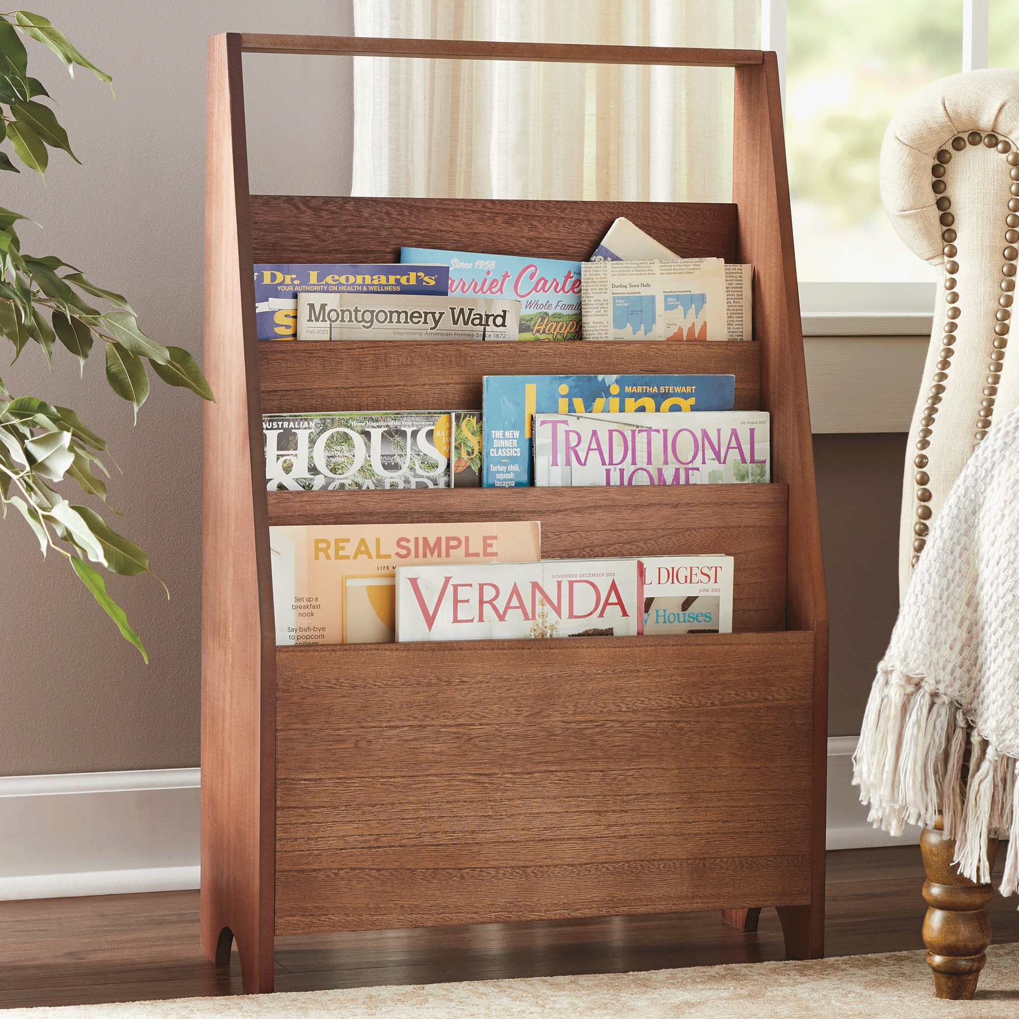 Space Saving 3-Tier Magazine Rack, , large