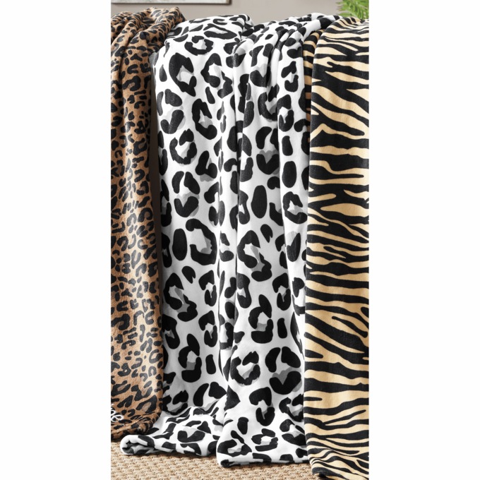 Animal Print Faux Fur Throw, , large