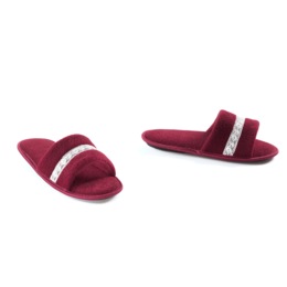 Women's Open Toe, Quilted Slipper, , large