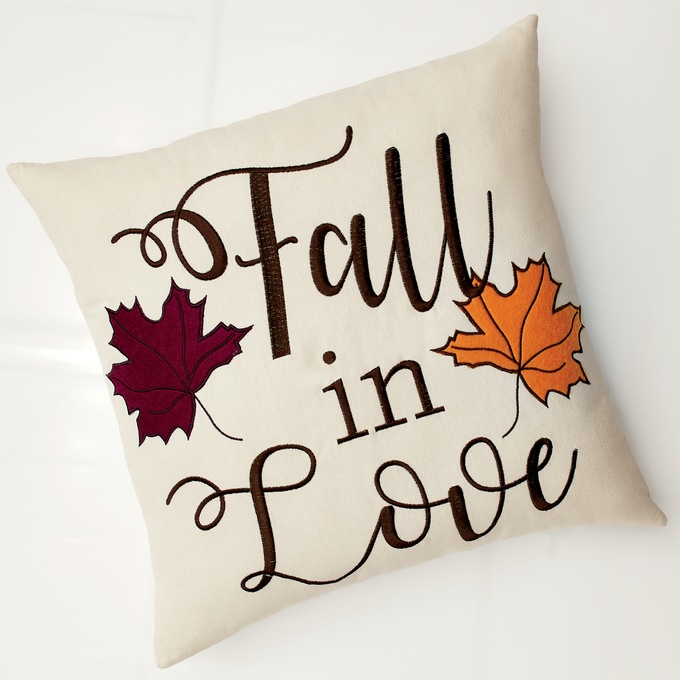 Fall in Love Embroidered Accent Pillow, , large