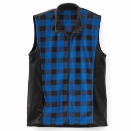 Buffalo Plaid Colorblock Fleece Vest, , large