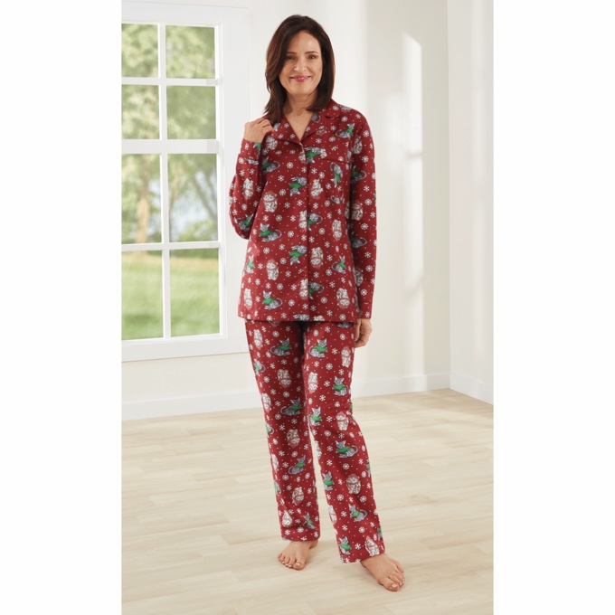 Cozee Corner Printed Flannel Pajamas, Holly Days, large