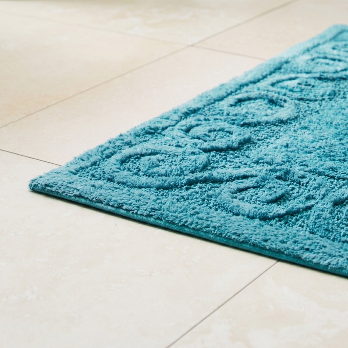 Color Connection 5-Piece Cotton Bath Rug & Toilet Cover Set, Deep Teal, large