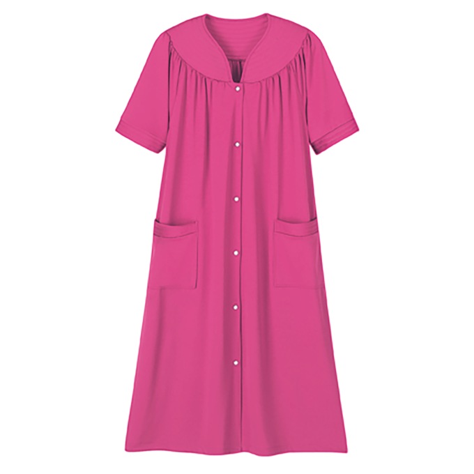 Short-Sleeve Snap-Front Duster with Pockets, , large