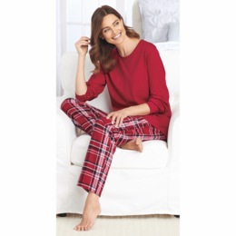 Women&#39;s Plaid Flannel PJ Set, , large