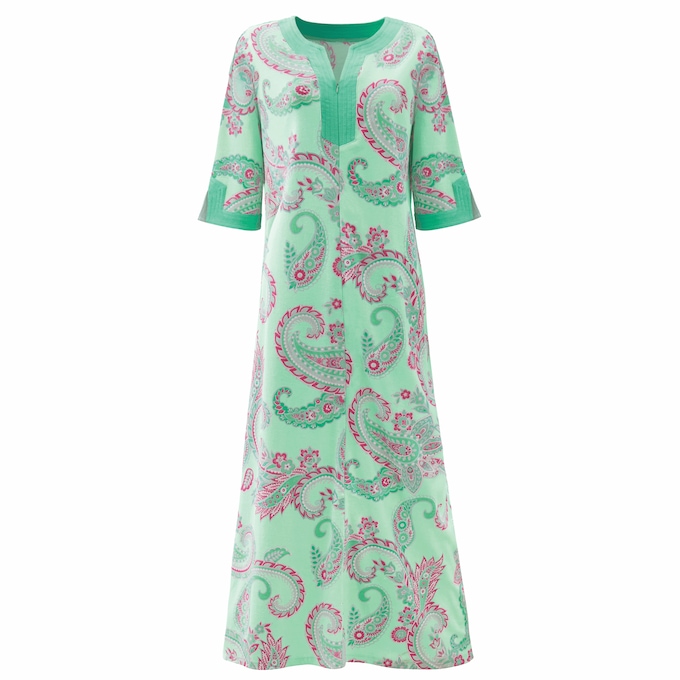 Cora Print Knit Robe, Mint Paisley, large