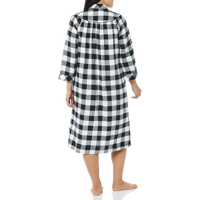 Flannel Snap-Front Duster, Black, large
