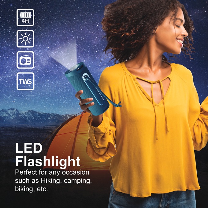 Supersonic Portable Speaker with Flashlight, , large