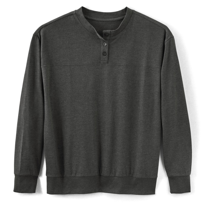 Long-Sleeve Banded-Bottom Henley, , large