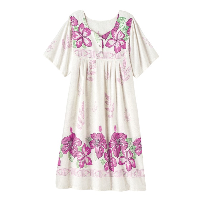 Border Print Patio Dress, White Bold Floral, large