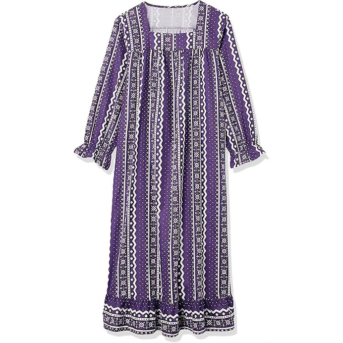 Square-Neck Flannel Nightgown, , large
